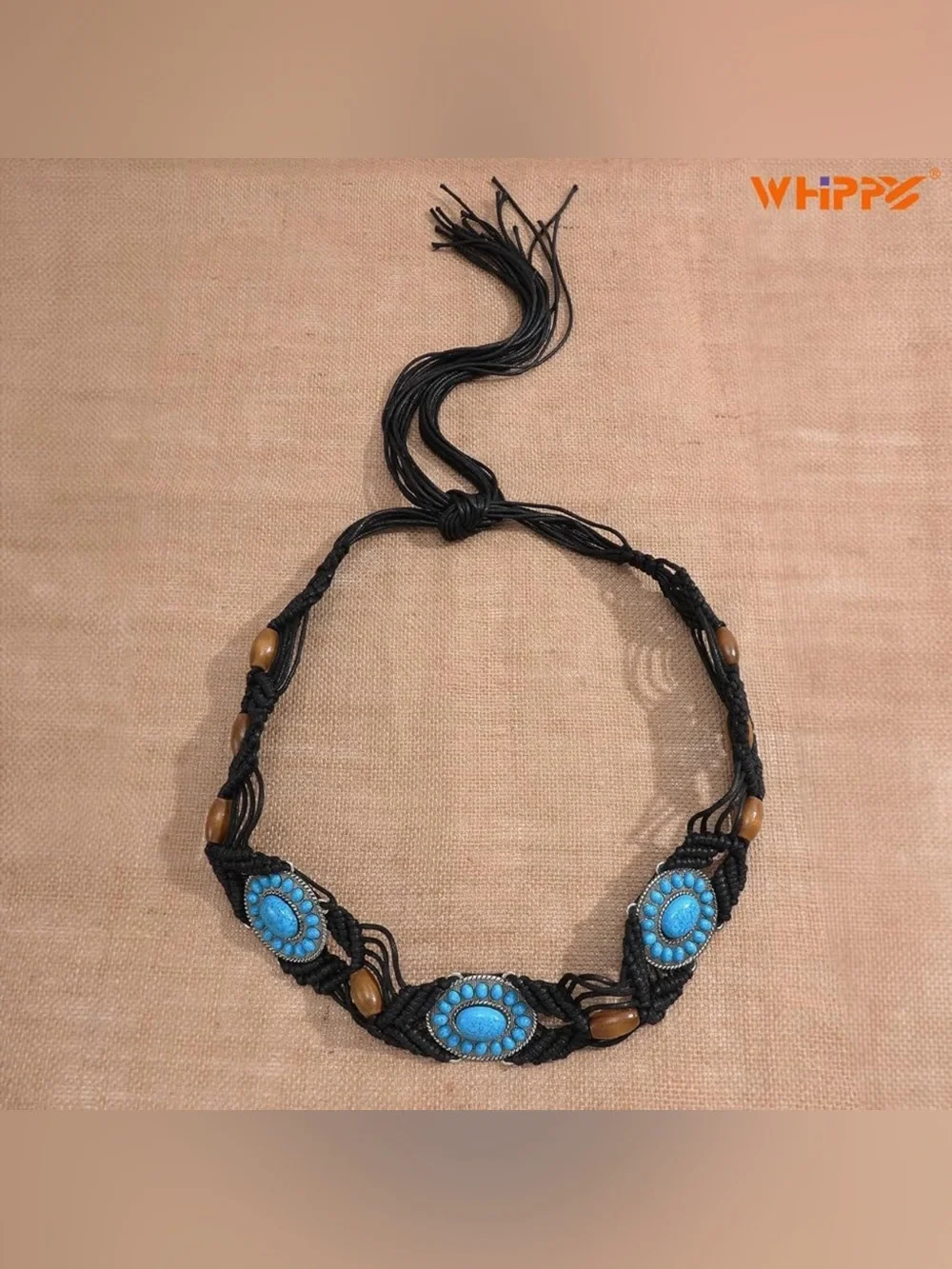 Boho Turquoise Belt for Women Wax Rope Braided Waist Belt Western Hand